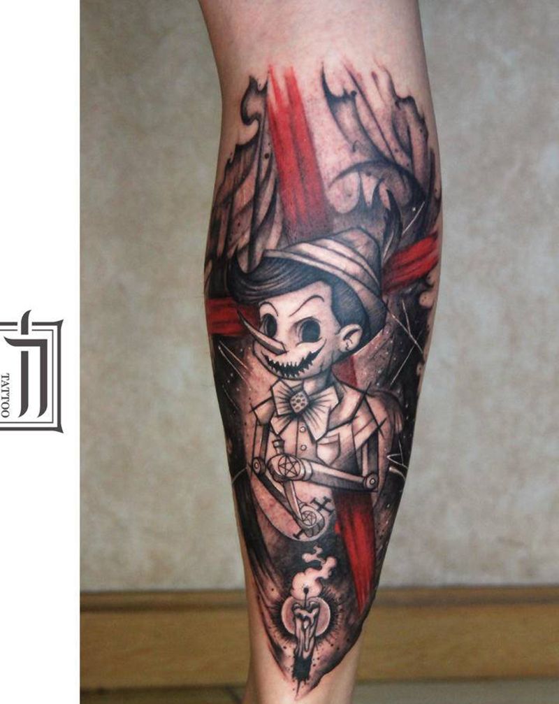 暗黑版匹若曹纹身图片_脚部欧美写实纹身图案