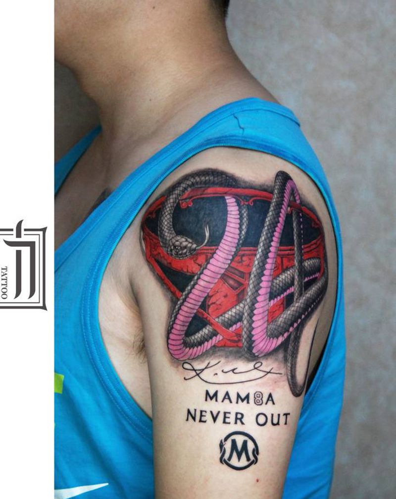 黑曼巴纹身图片_手臂欧美写实纹身图案