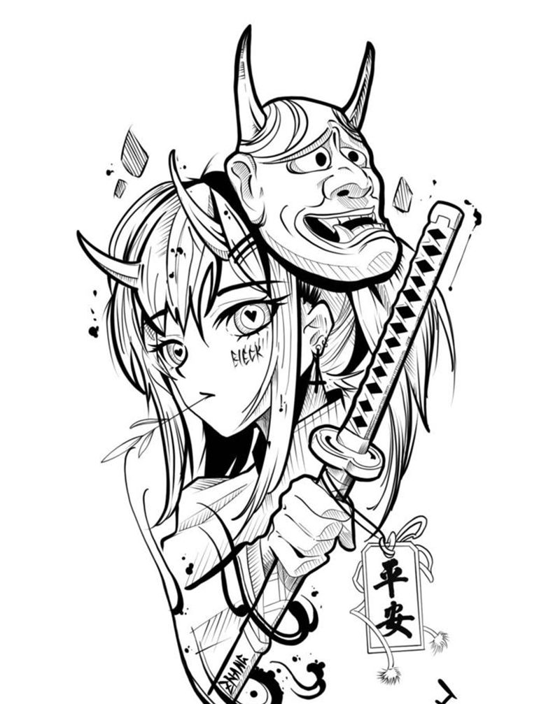 手稿纹身图片_手臂二次元纹身图案