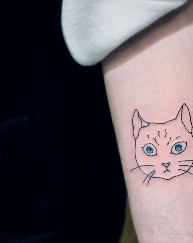 小猫咪纹身图片_手臂纹身图案