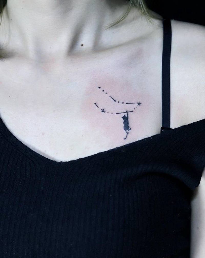星座纹身图片_胸部纹身图案
