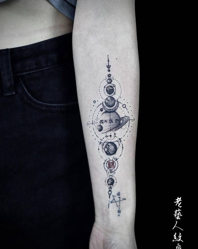 特殊日期纹身图片_手臂几何纹身图案