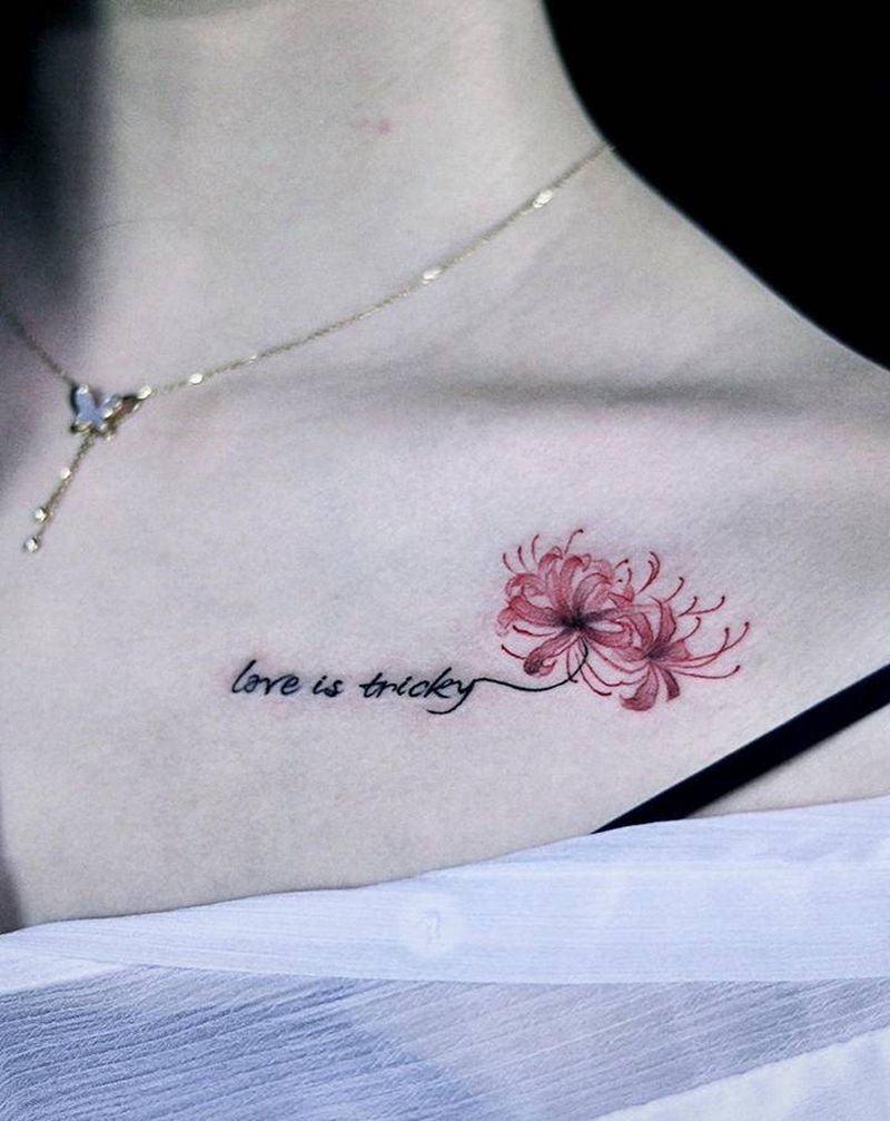 彼岸花纹身图片_胸部纹身图案