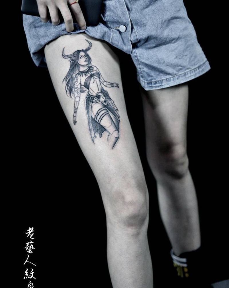 摩羯纹身图片_点刺纹身图案