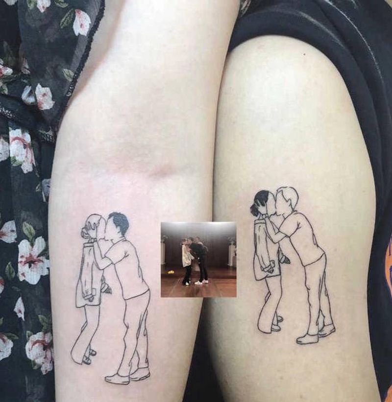 情侣简笔画纹身图片_手臂纹身图案