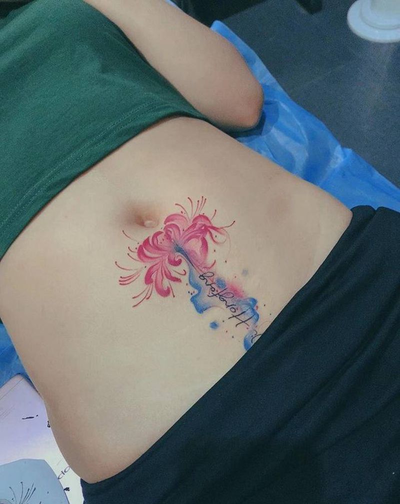 剖腹产疤痕遮盖纹身图片_腹部纹身图案