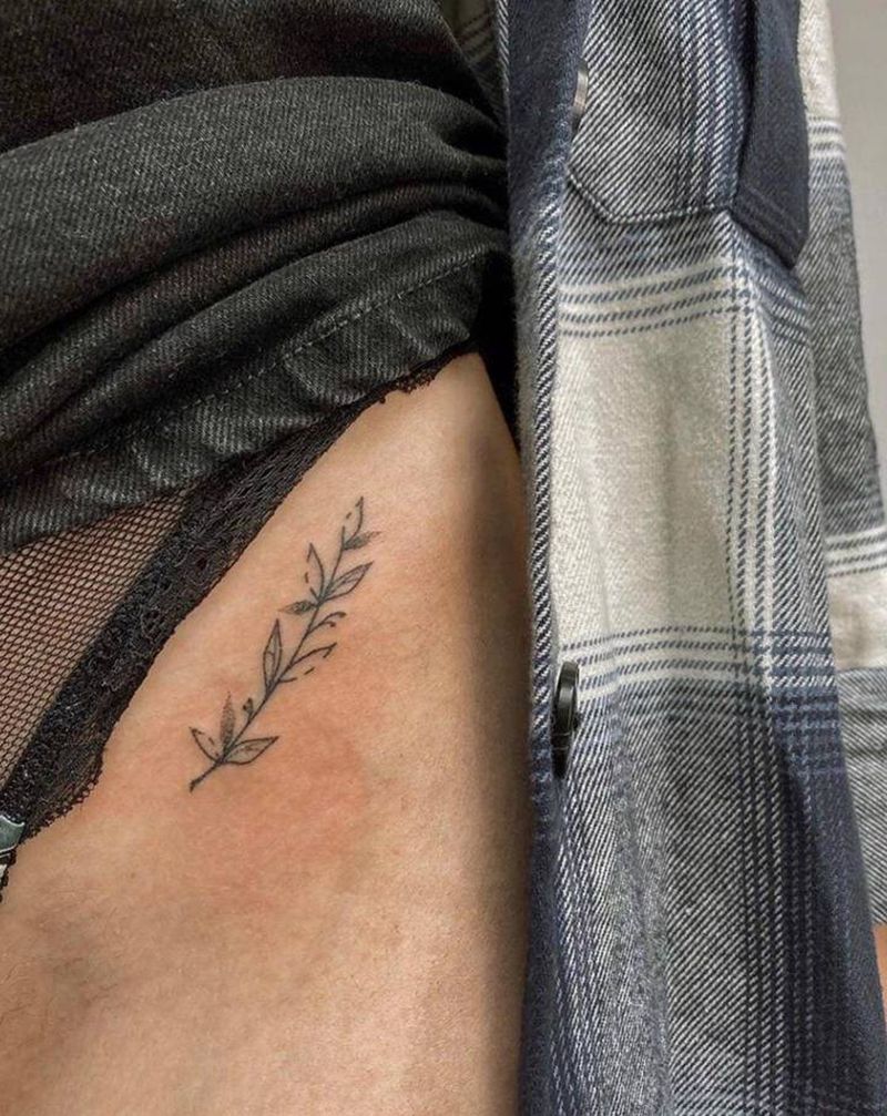 草纹身图片_腰部纹身图案