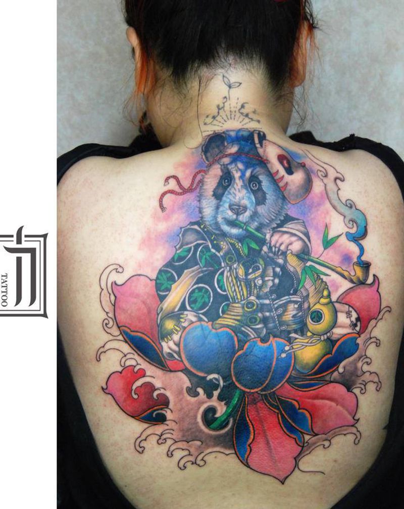 遮盖纹身图片_背部新传统纹身图案