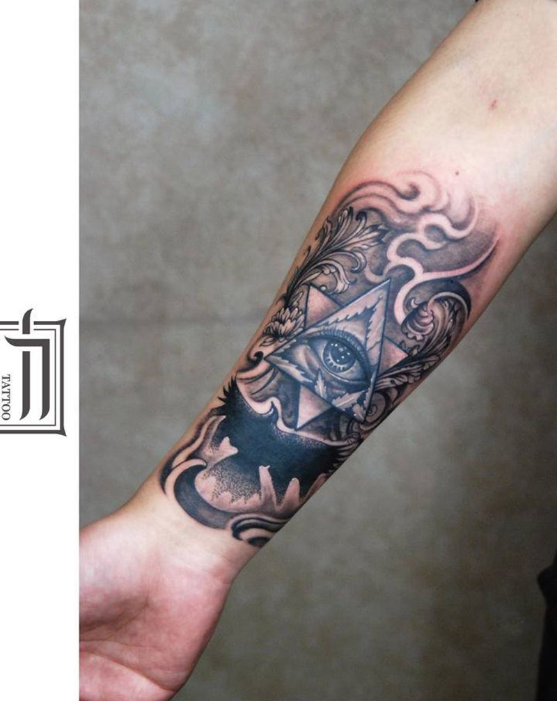 遮盖纹身图片_手臂欧美写实纹身图案