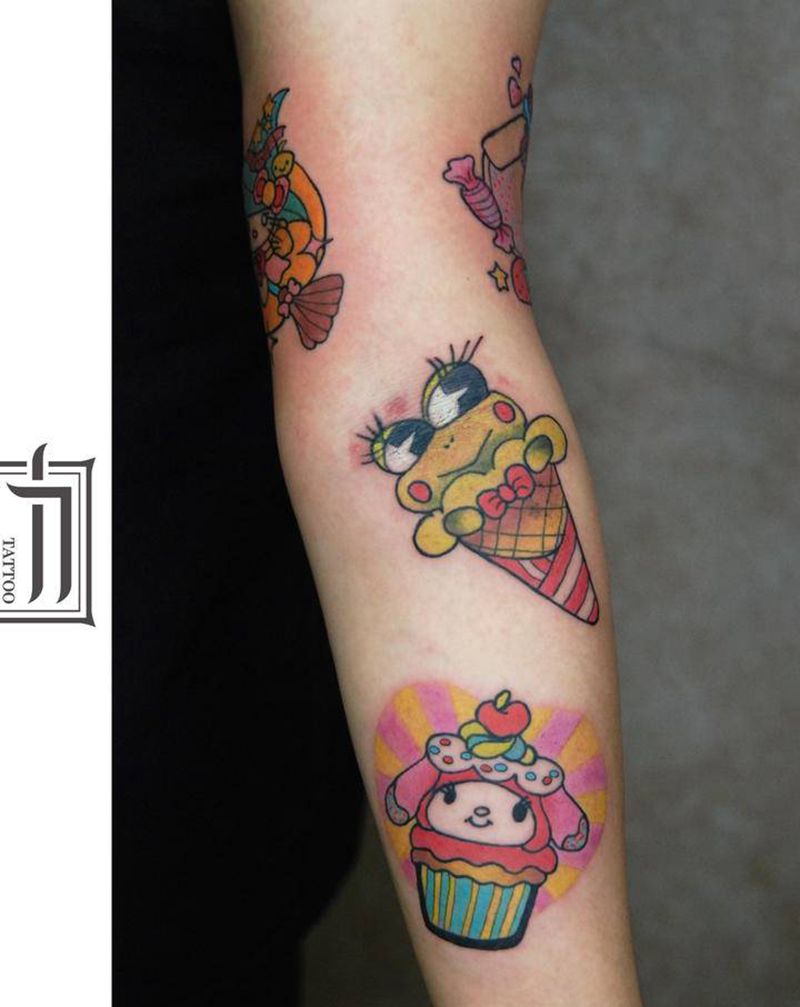 拼接纹身图片_手臂New School纹身图案