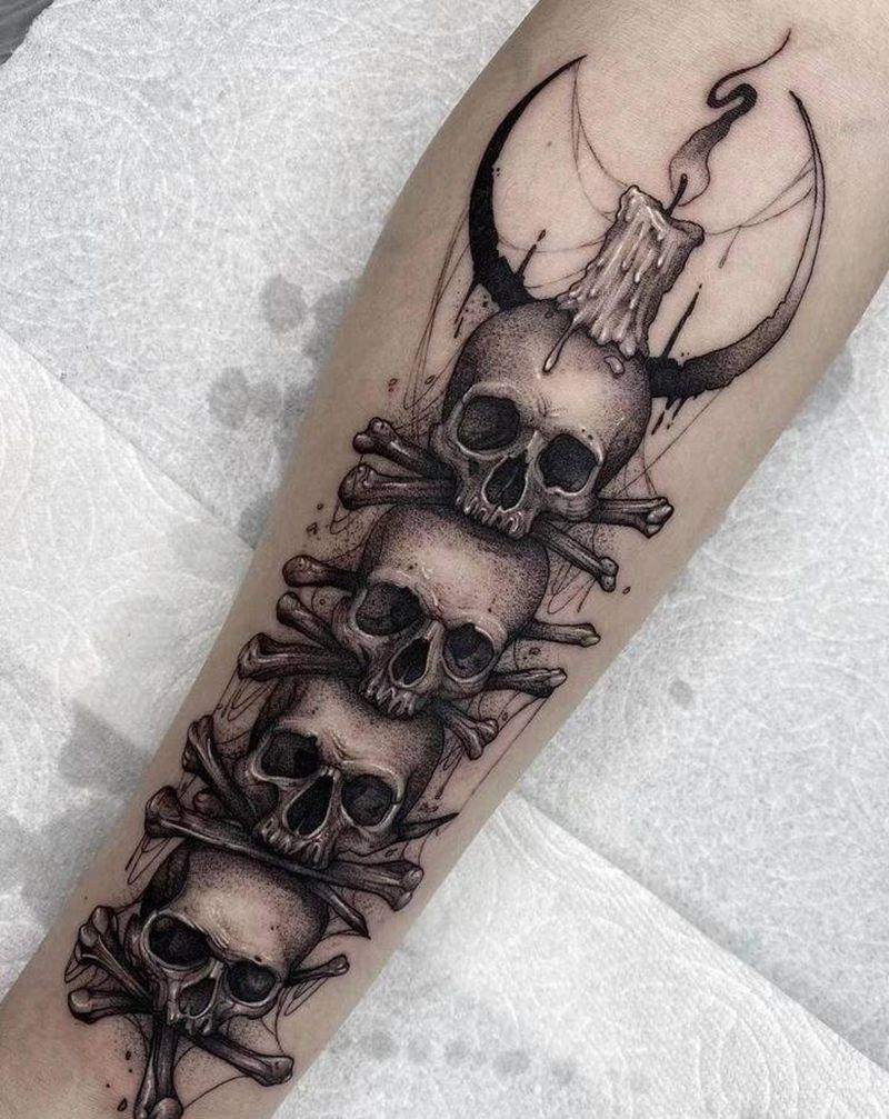 骷髅头纹身图片_手部纹身图案