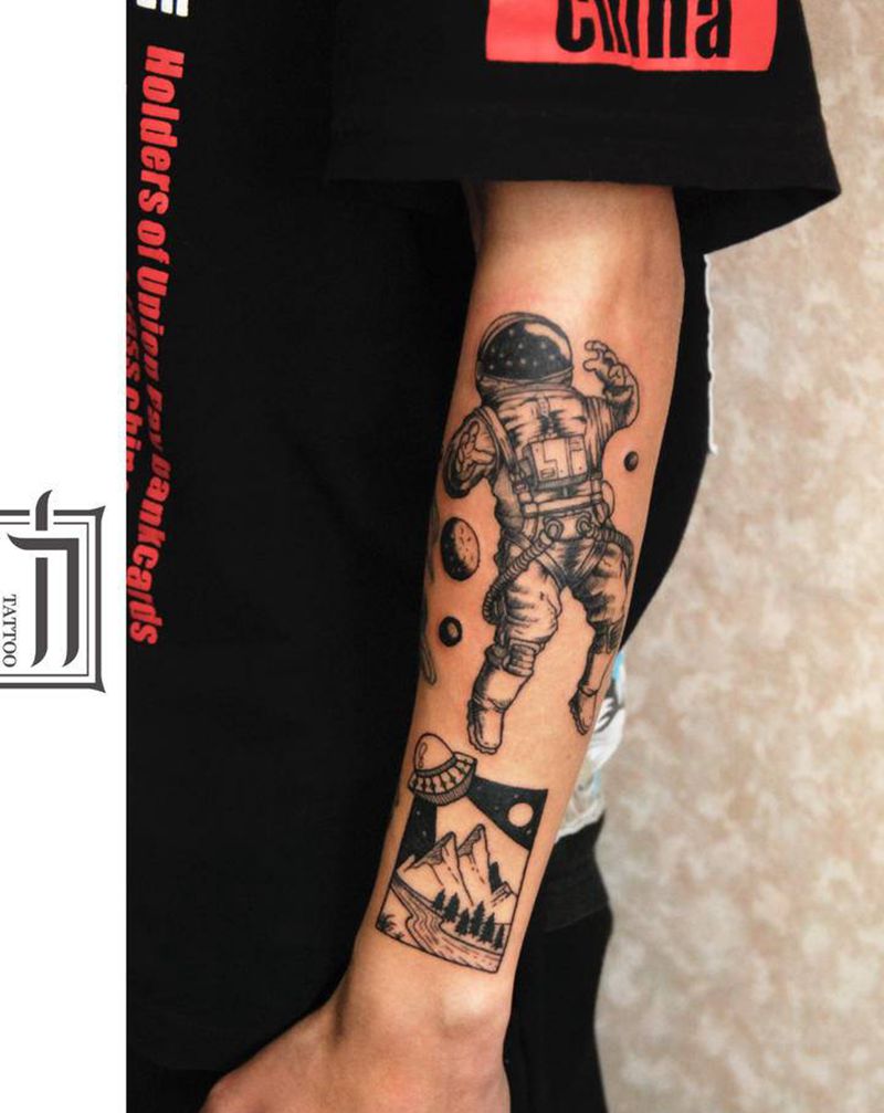 宇航员纹身图片_New SchoolOld School纹身图案