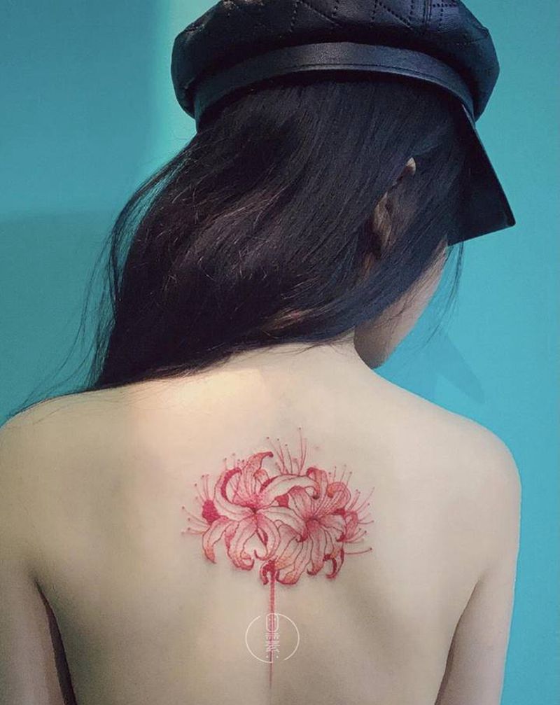 彼岸花纹身图片_水彩水墨花纹身图案