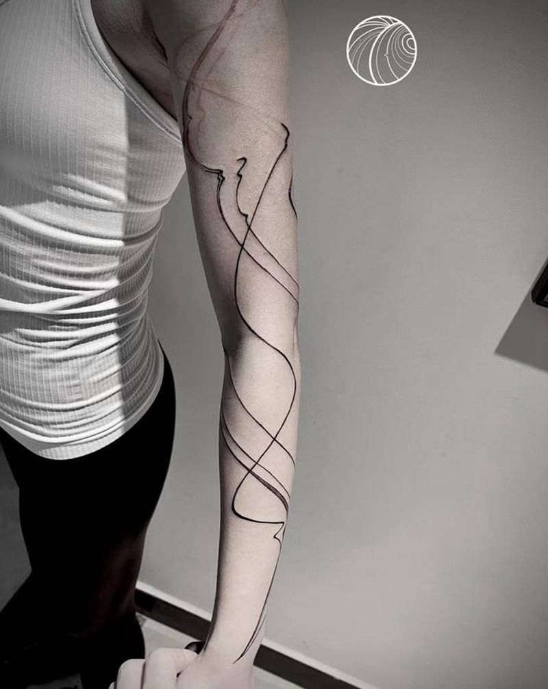 线条感纹身图片_手臂纹身图案
