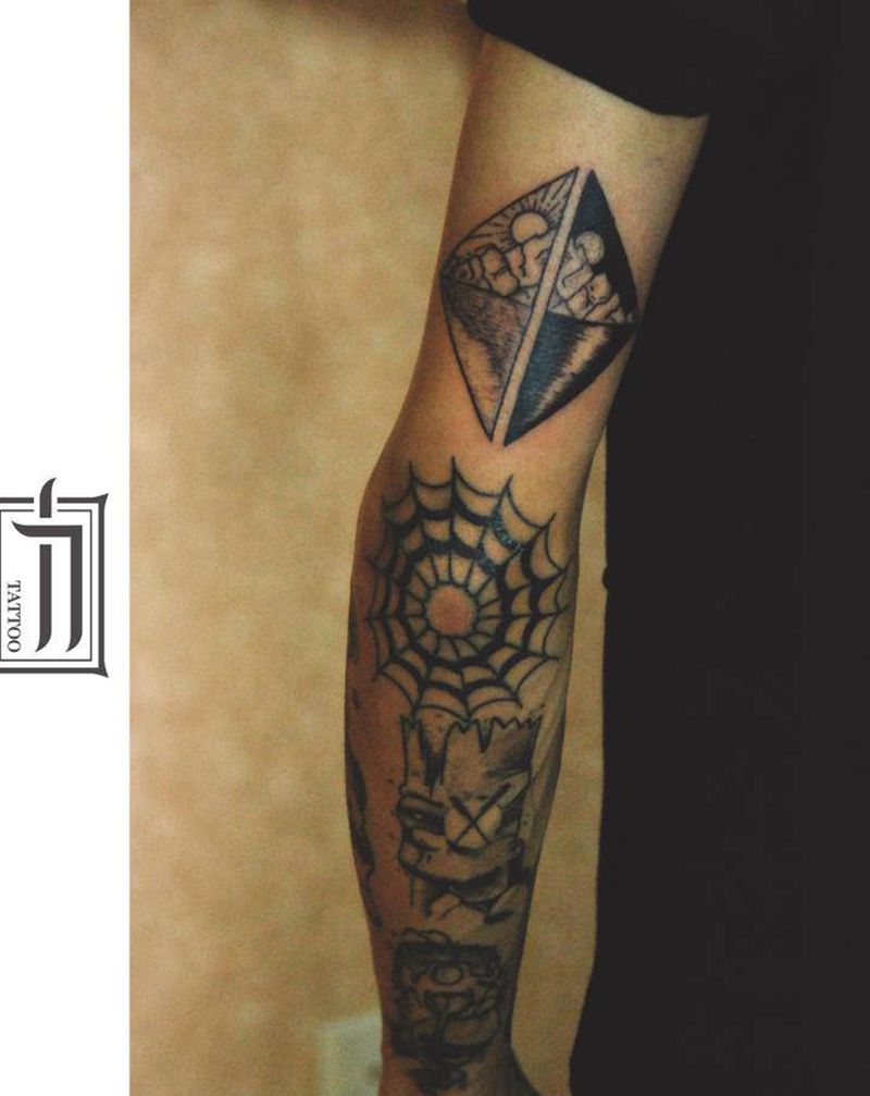 蜘蛛网纹身图片_手臂New School纹身图案