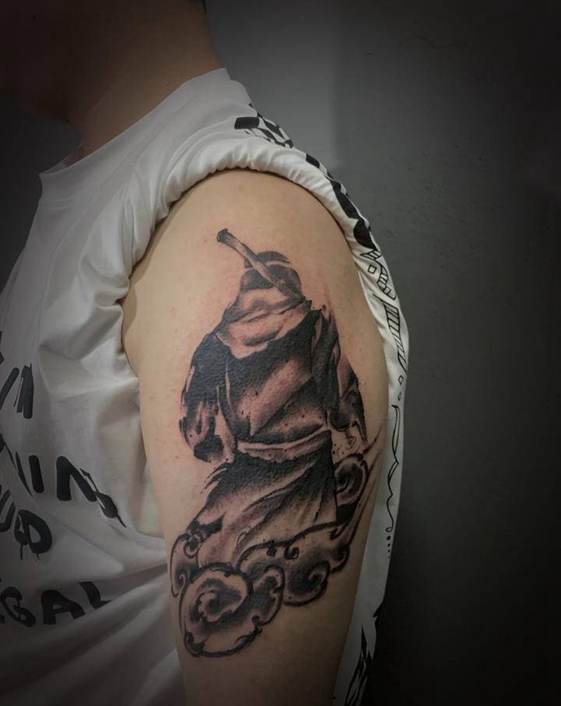 悟空纹身图片_手臂水墨新传统纹身图案