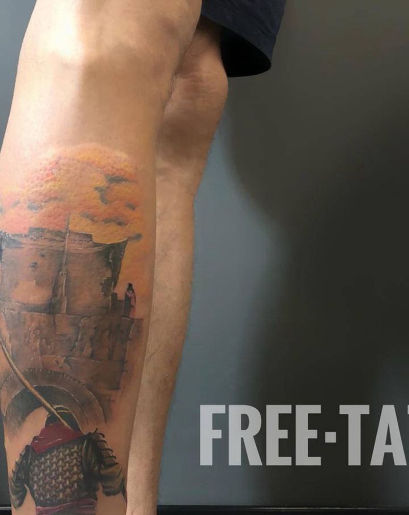 一生所爱纹身图片_腿部纹身图案