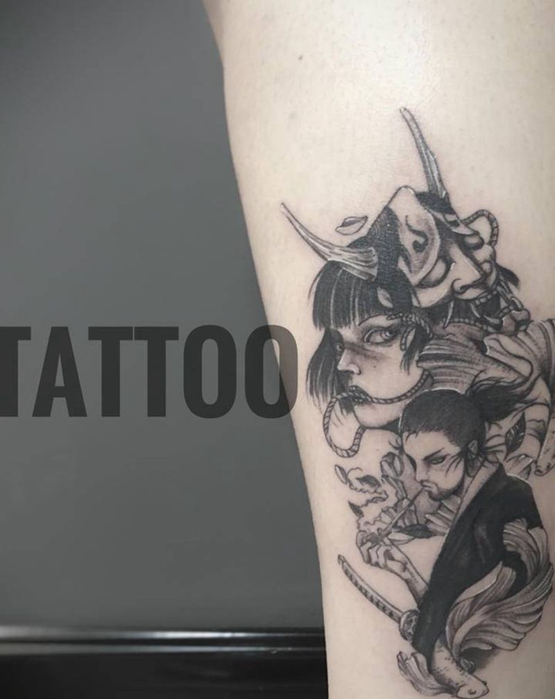 无题纹身图片_腿部脚部纹身图案