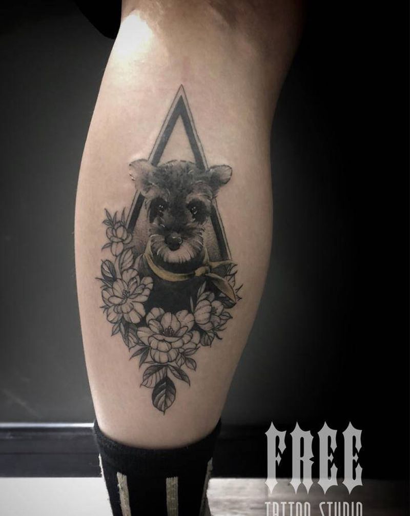 刚刚离开主人的狗狗，为了纪念纹身图片_腿部几何纹身图案