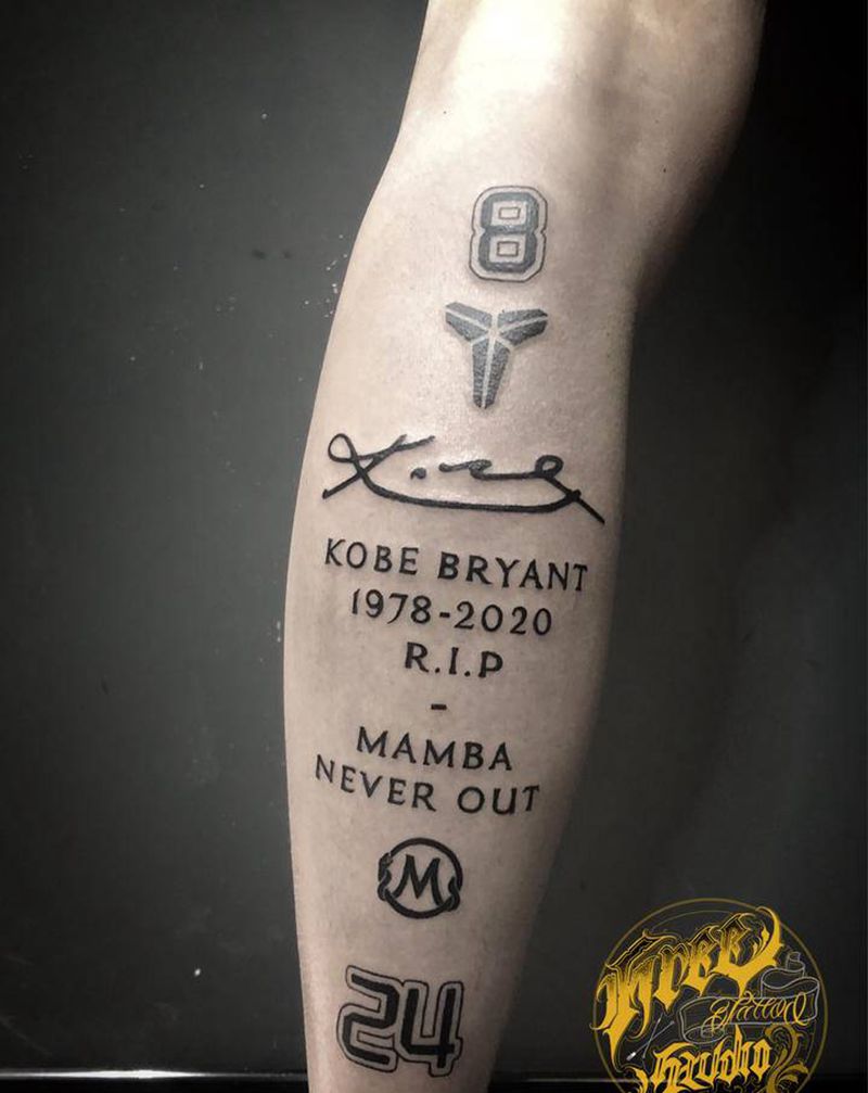 Mamba never out纹身图片_腿部纹身图案