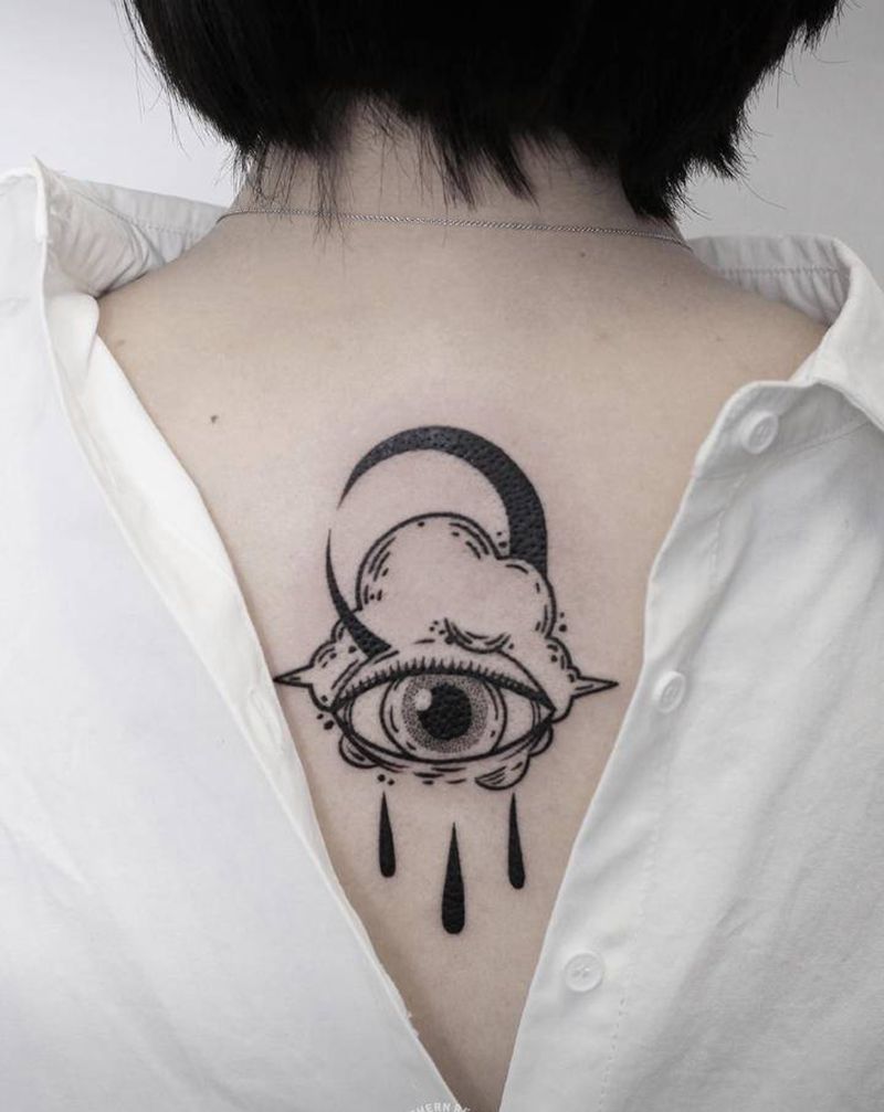 眼纹身图片_背部纹身图案
