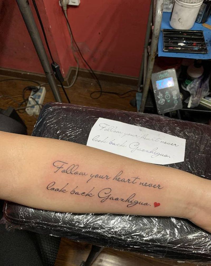 字体打印机纹身图片_手臂花体字几何英文纹身图案