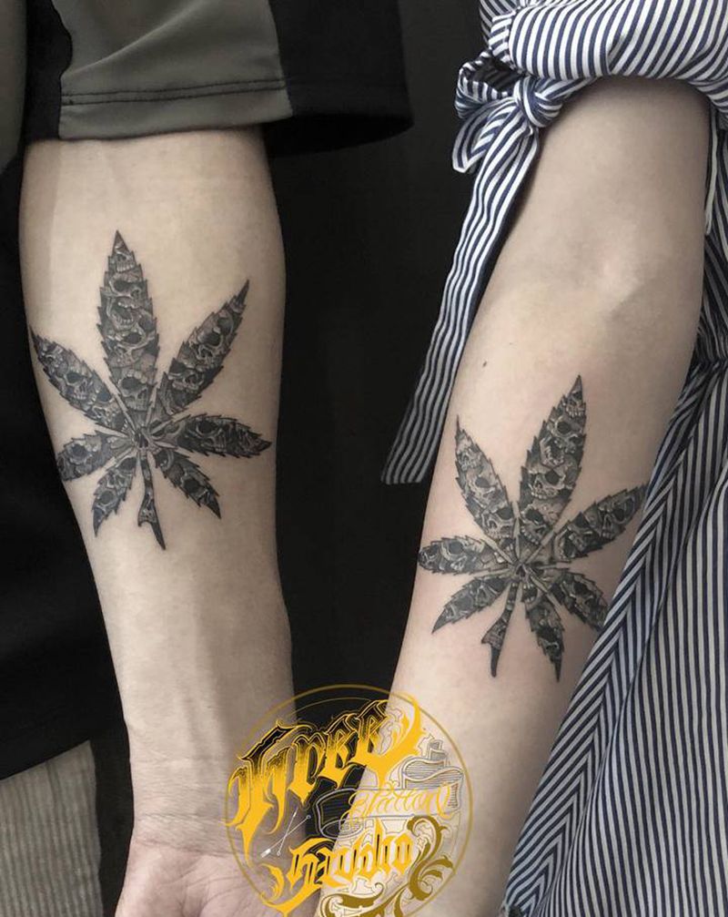 麻叶纹身图片_手部手臂纹身图案