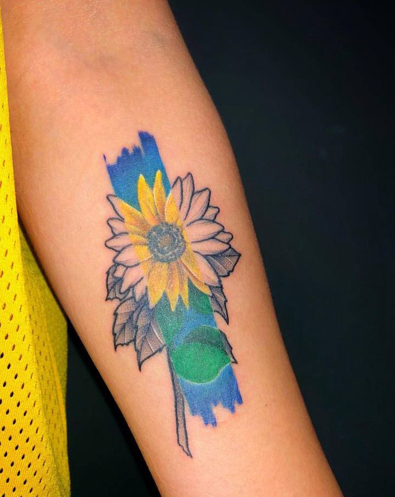 向日葵纹身图片_手部手臂纹身图案