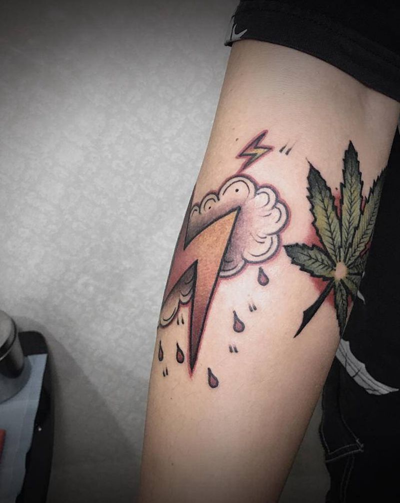 闪电纹身图片_手臂Old SchoolNew School云原创拼接纹身图案