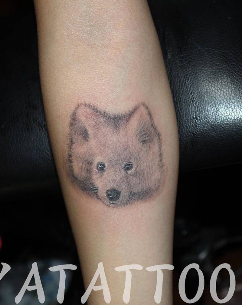 毛孩纹身图片_手臂欧美写实水墨写实肖像动物纹身图案