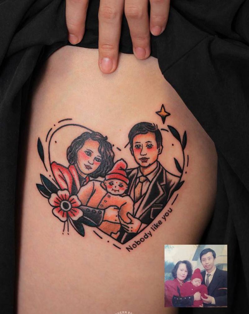 合影纹身图片_Old School纹身图案