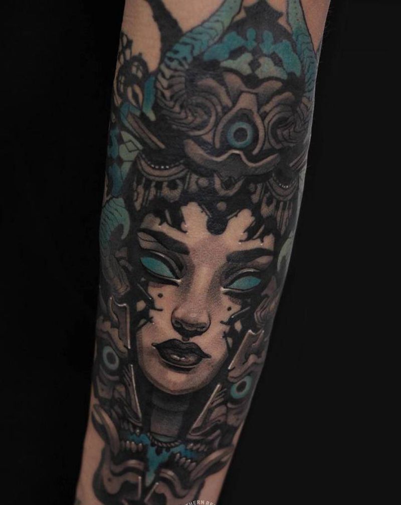 未完待续纹身图片_手臂New School女郎纹身图案