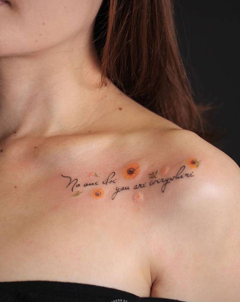 向日葵纹身图片_肩部向日葵纹身图案