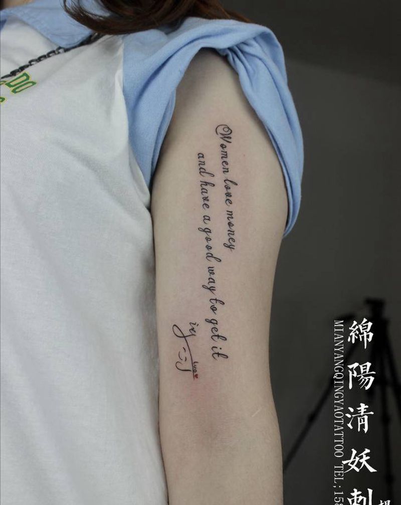 字母纹身图片_手臂花体字纹身图案