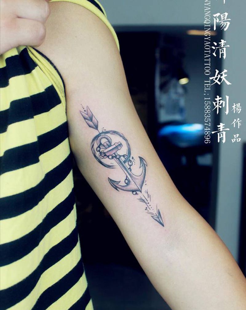 船锚纹身图片_手臂几何纹身图案