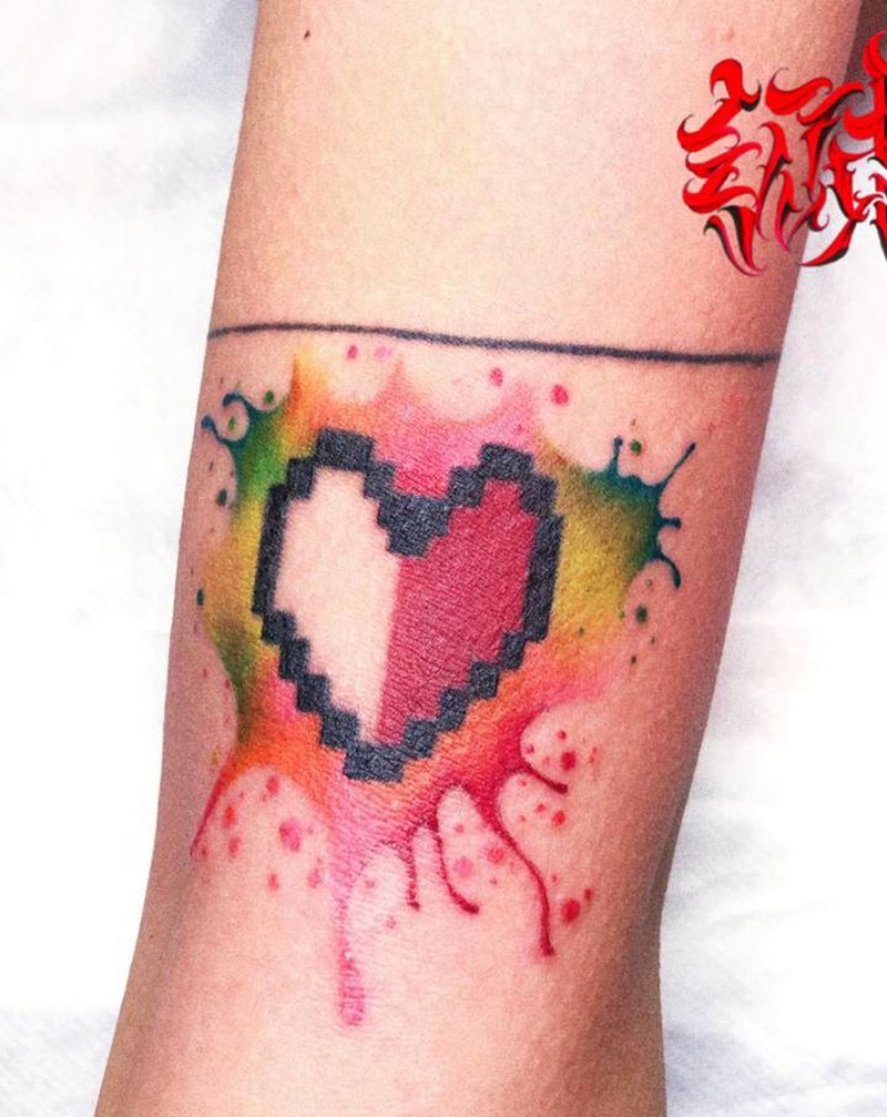 修改爱心纹身图片_水墨水彩纹身图案