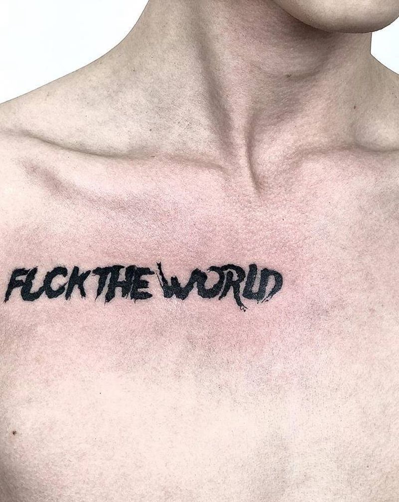 字母纹身图片_腹部胸部纹身图案