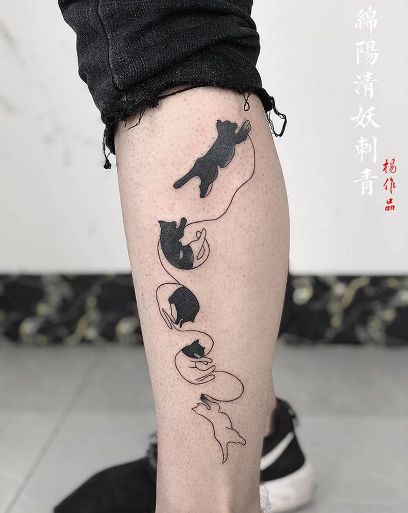 猫纹身图片_肩部纹身图案