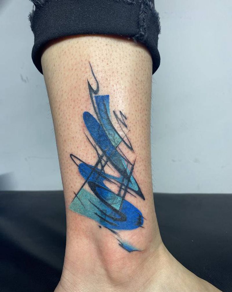 遮盖修改失败纹身纹身图片_腿部欧美写实纹身图案