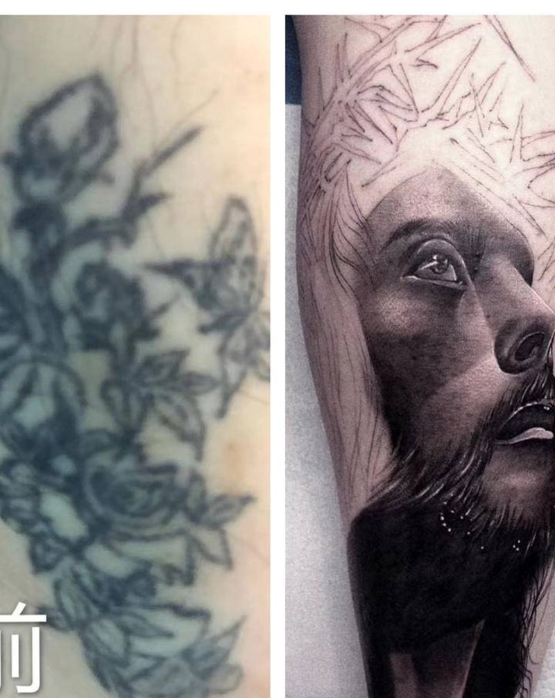 写实遮盖纹身图片_欧美写实纹身图案