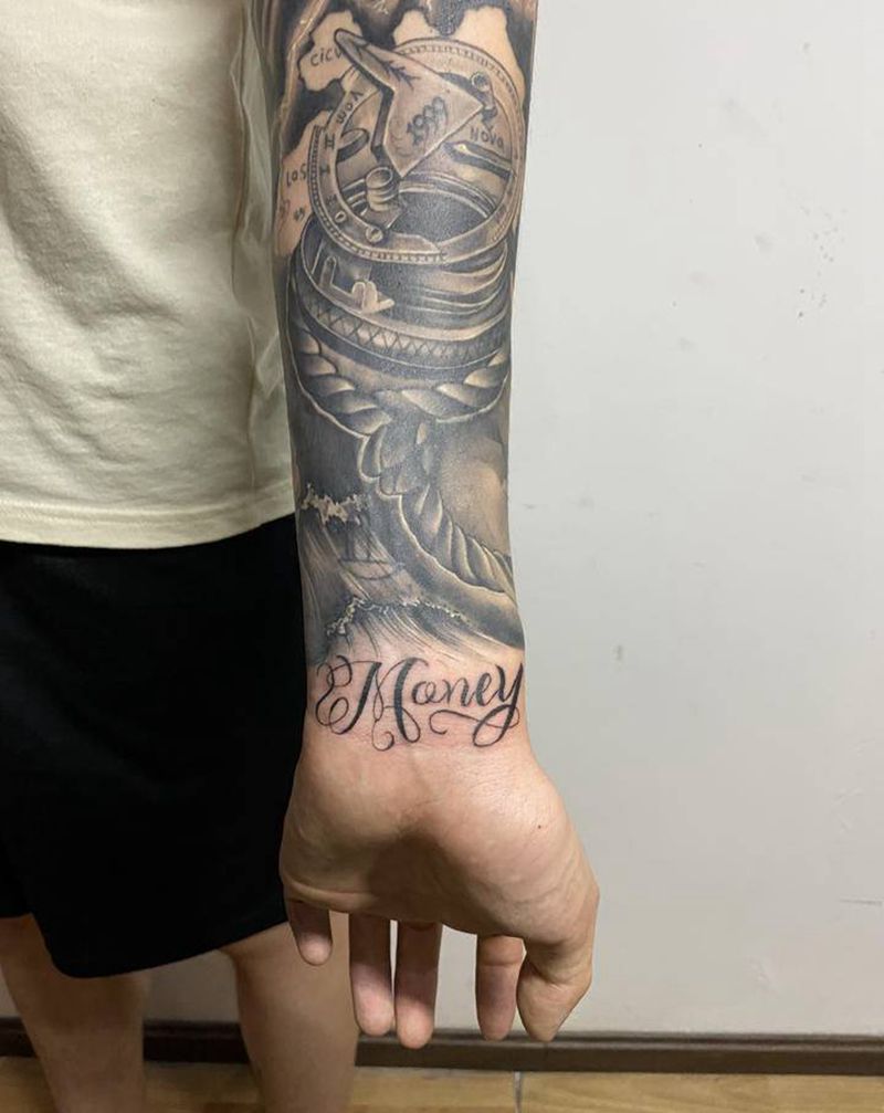 写字纹身图片_手部花体字纹身图案