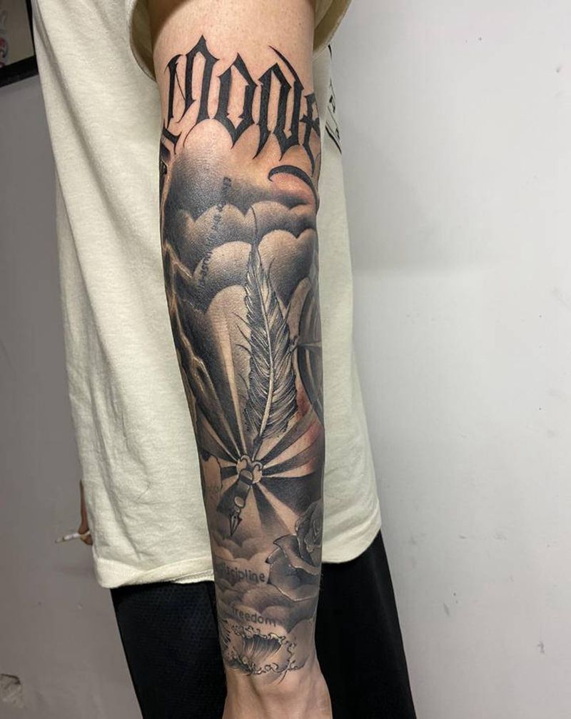 写字纹身图片_手臂花体字纹身图案