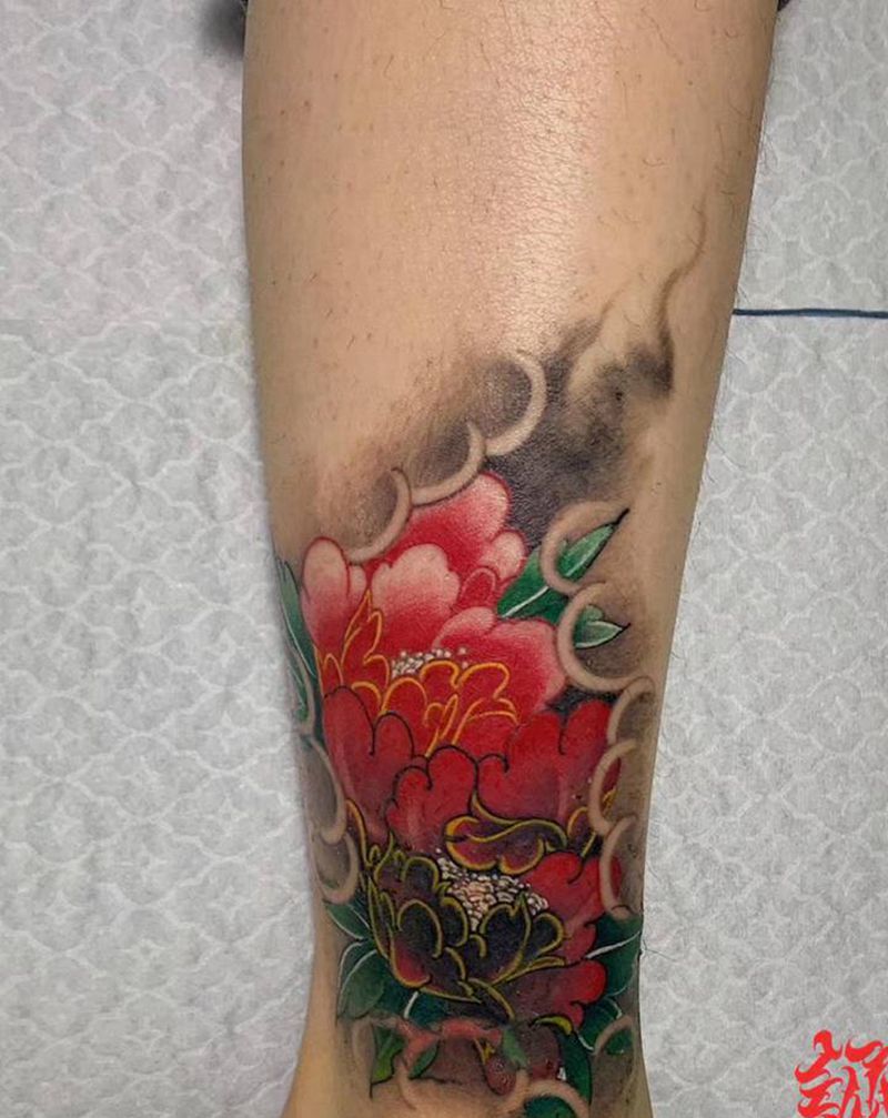 遮盖纹身牡丹纹身图片_老传统纹身图案