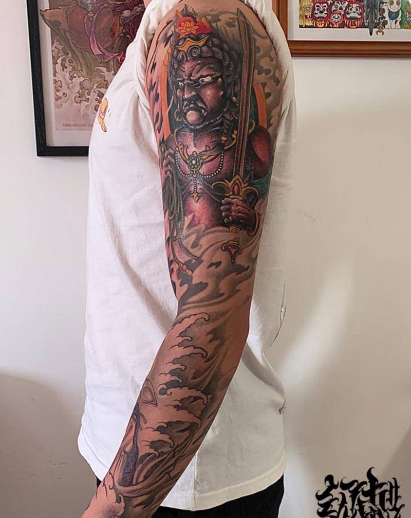 不动明王纹身图片_手臂纹身图案