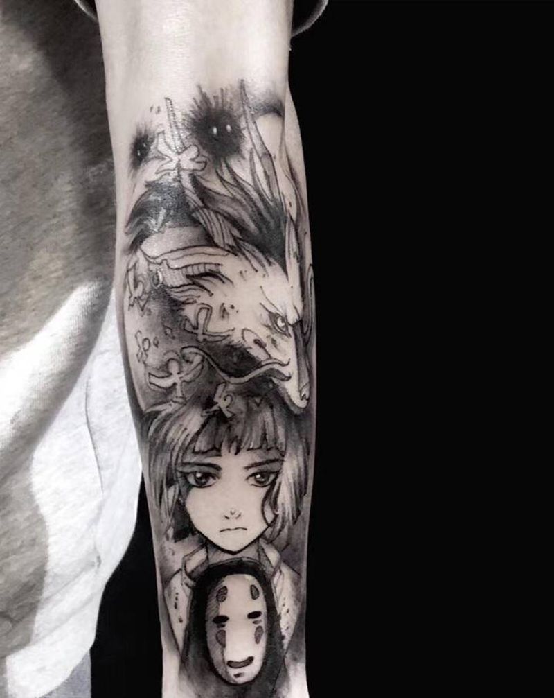 一座惊梦的夜游园纹身图片_手臂纹身图案