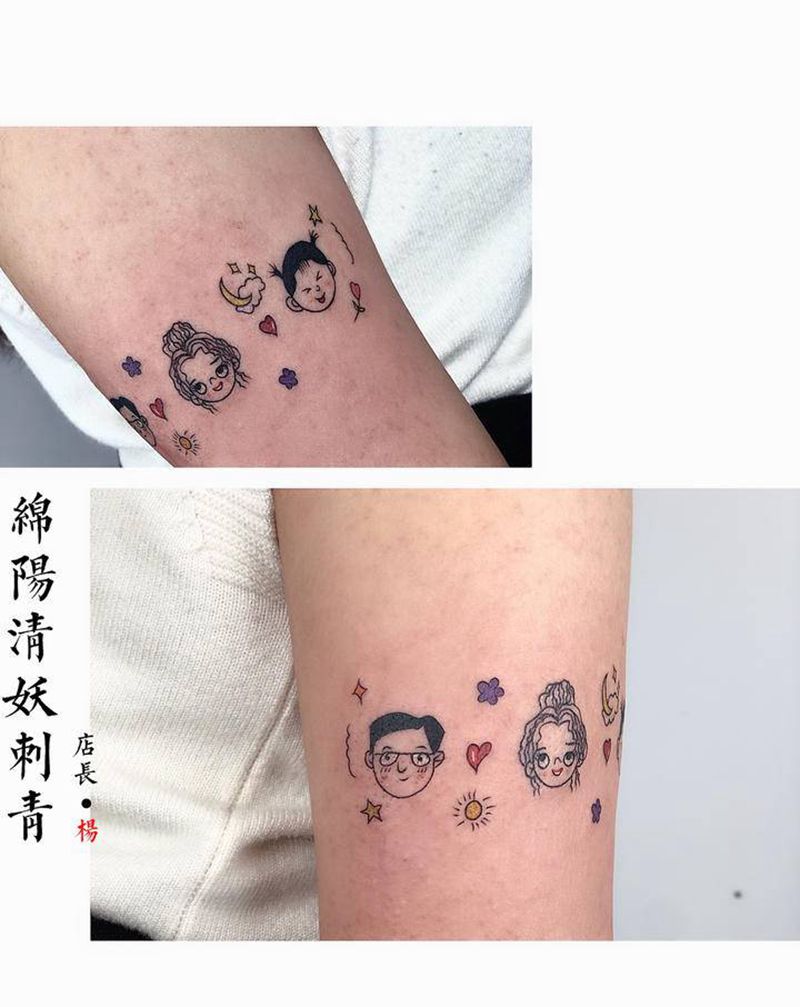 肖像轮廓纹身图片_肩部胸部纹身图案