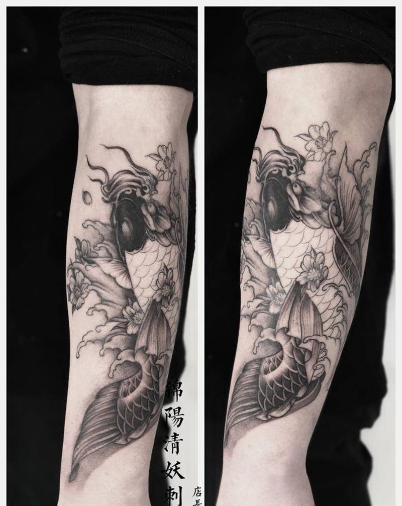 鲤鱼纹身纹身图片_胸部臀部纹身图案