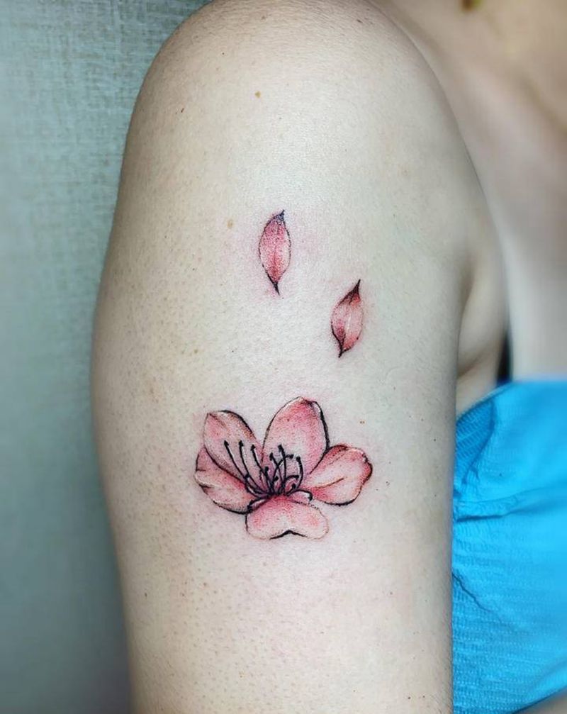 樱花纹身图片_手臂纹身图案