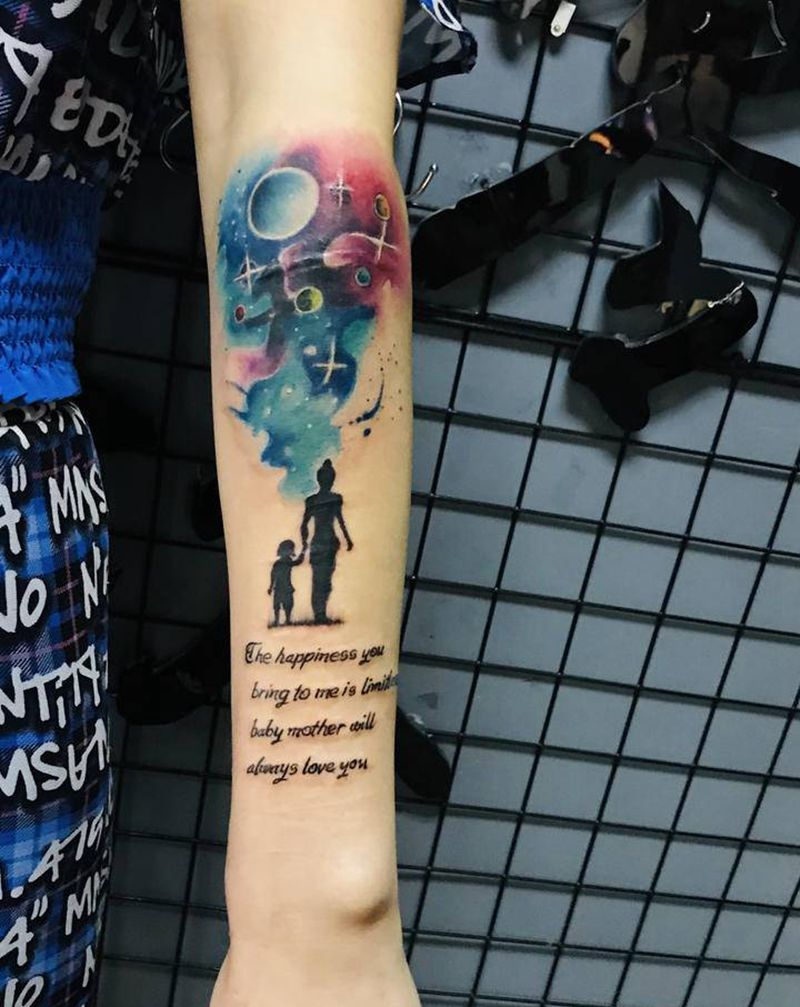 水彩纹身图片_手臂水墨纹身图案