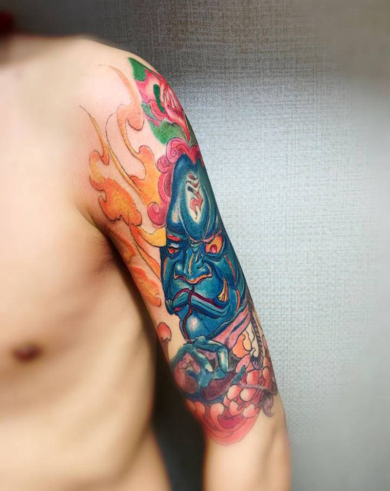 不动明王纹身图片_手臂纹身图案